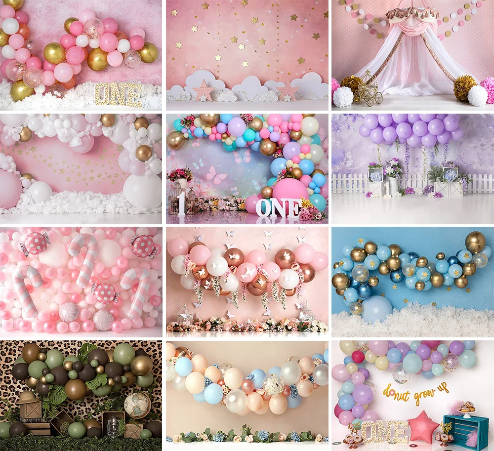 

Mehofond Photography Background Sweet Donut Jungle Floral Pink Balloon Child 1st Birthday Cake Smash Decor Backdrop Photo Studio