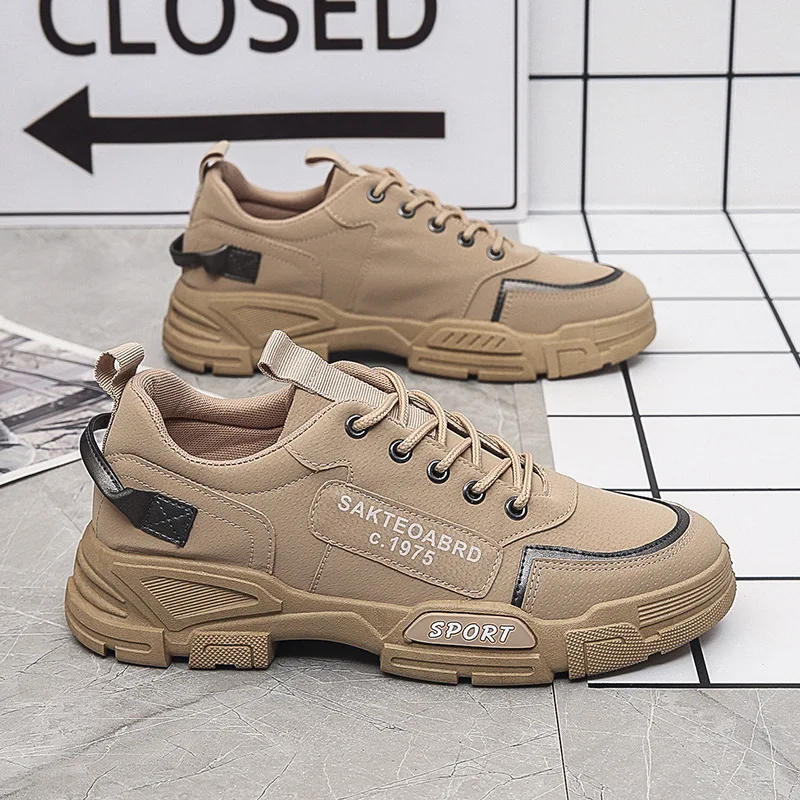 

2022 New Autumn Casual Flat Shoes for Men Fashion Lace Up Tooling Shoes Outdoor Working Platform Sneakers Zapatillas Hombre