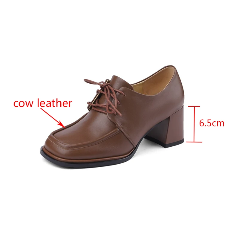 Cialisa High Quality Genuine Leather Women's Pumps 2023 Spring New Round Toe Cross-Tied  Shoes Ladies High Heels Footwear Black