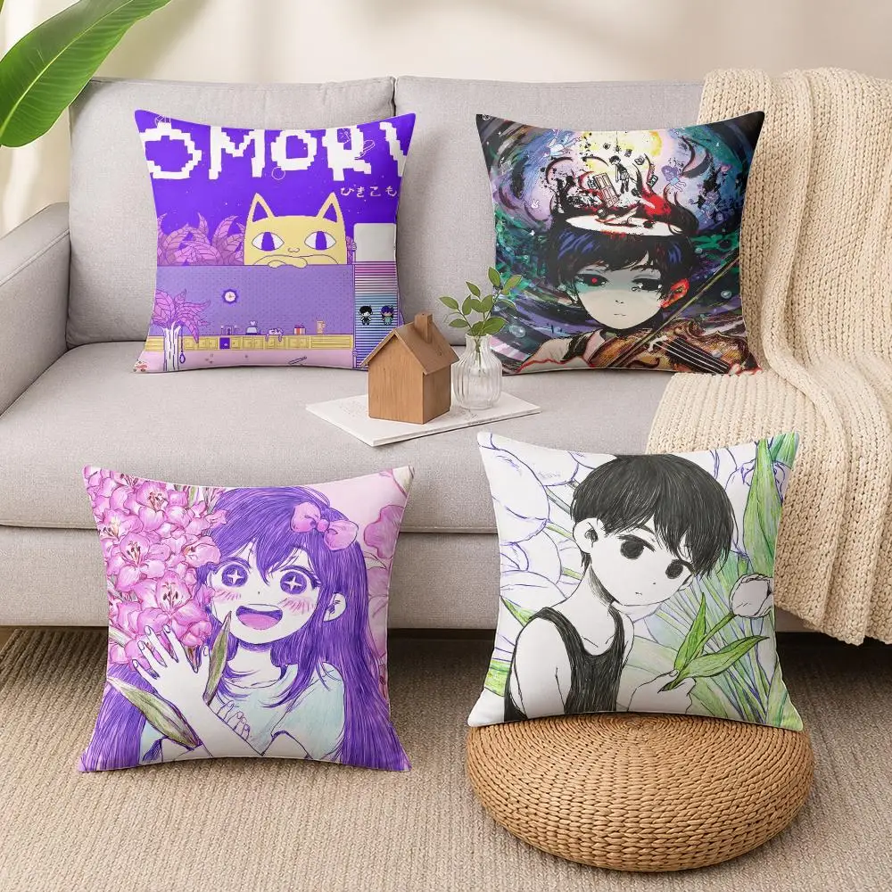 Фото Чехол для подушки O-Omori Video Game Anime, устойчивый к сминанию, из короткого плюша, дышащий, можно стирать в машине №1