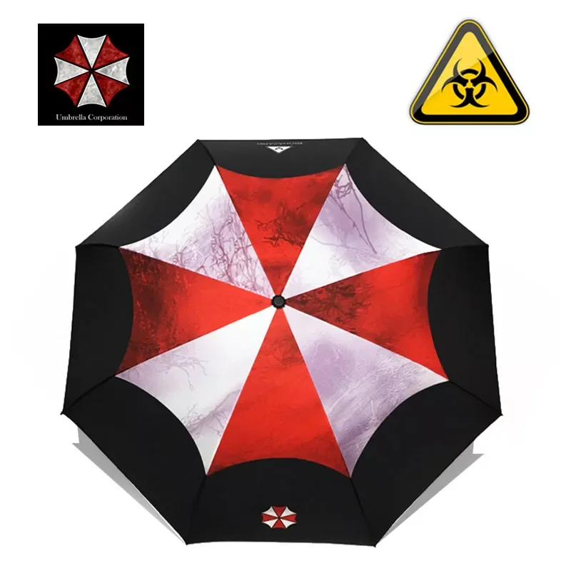 

LIKE RAIN Creative Movie Biohazard Umbrella Fashion Men Folding Automatic Umbrellas Rain Women Black Coating Sun Umbrella UBY17