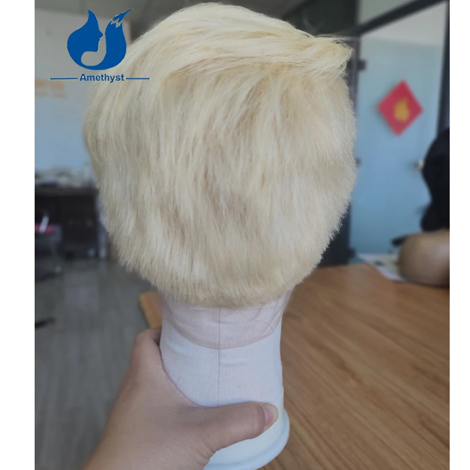 Парик Боб с аметистовой стрижкой Пикси для мужчин 613 блондинка бразильские