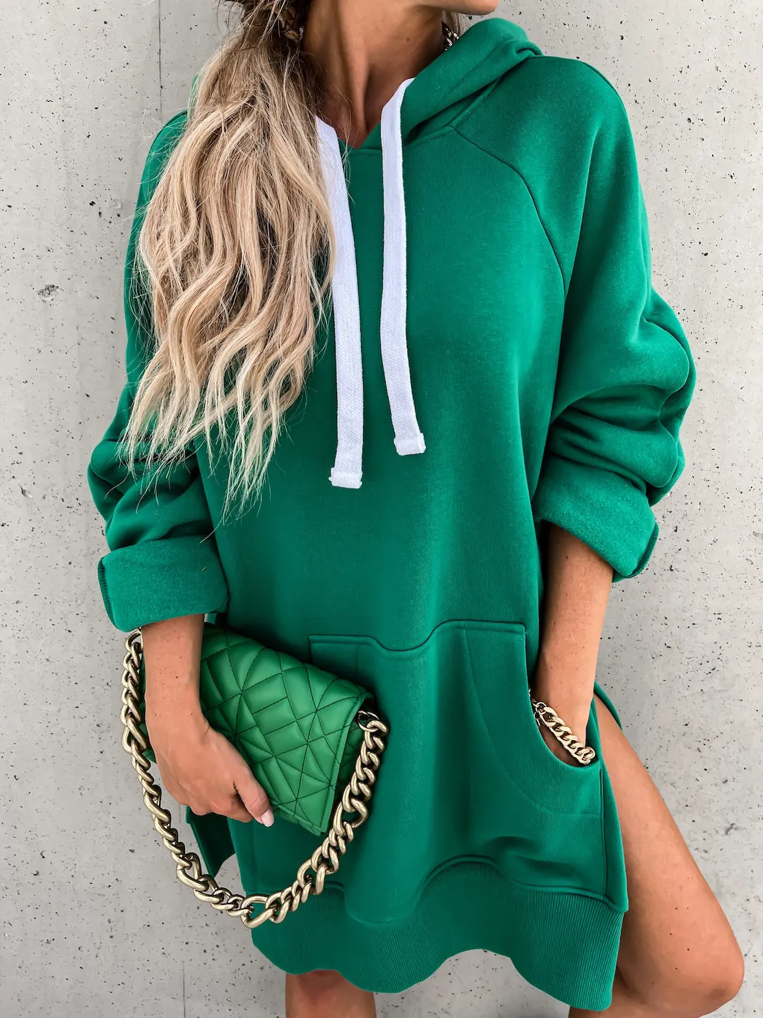 

Oversized Sweatshirts Women Winter Fashion Hooded Hoodie Dress Sexy Split Mini Dress Autumn Loose Casual Pullovers with Pocket