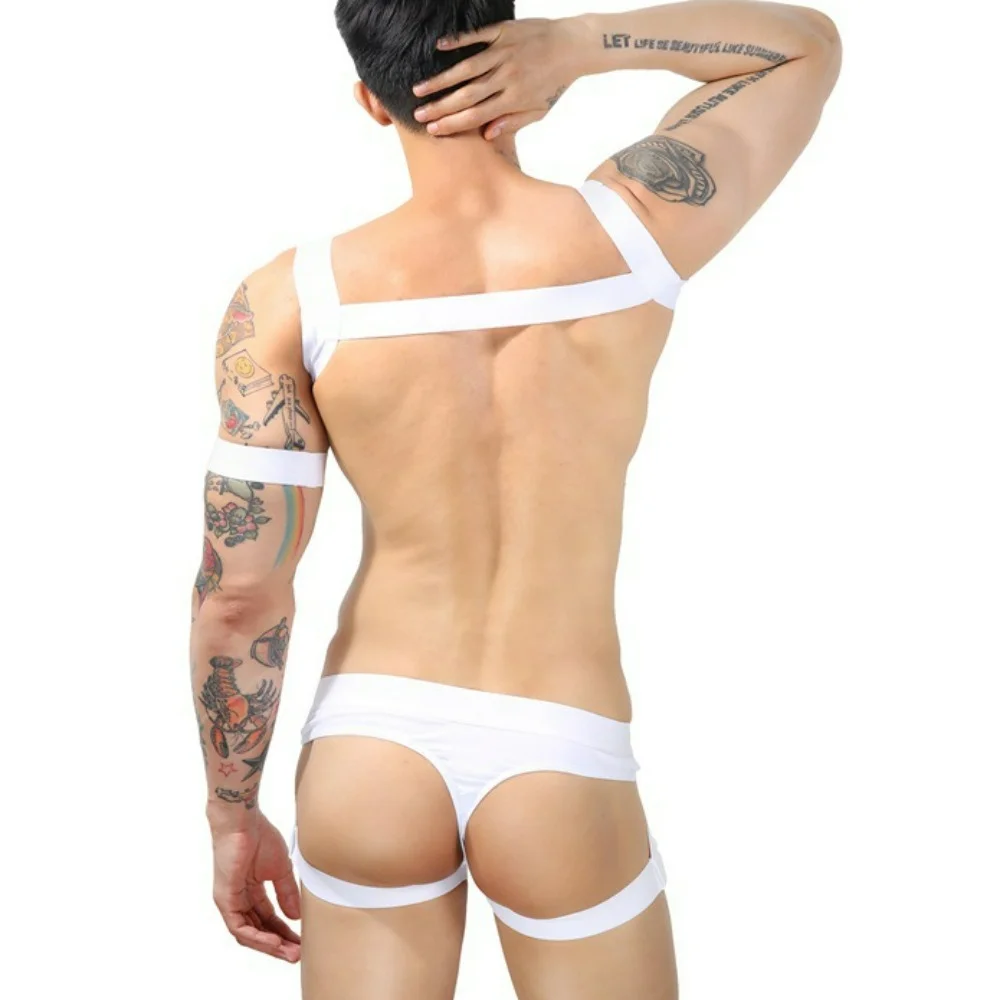 Men's Super Sexy Leggings Thong With Strappy Underwear Large Suspender Vest Chest Strap Muscle Tight Fitting Temptation Flirting