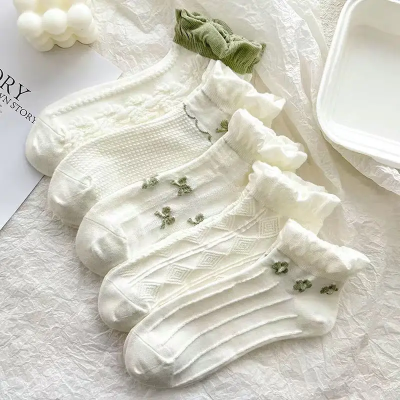 Socks, children's socks, spring and summer white thin mesh red socks, cute Japanese lace students, shallow cut, low cut ins tren