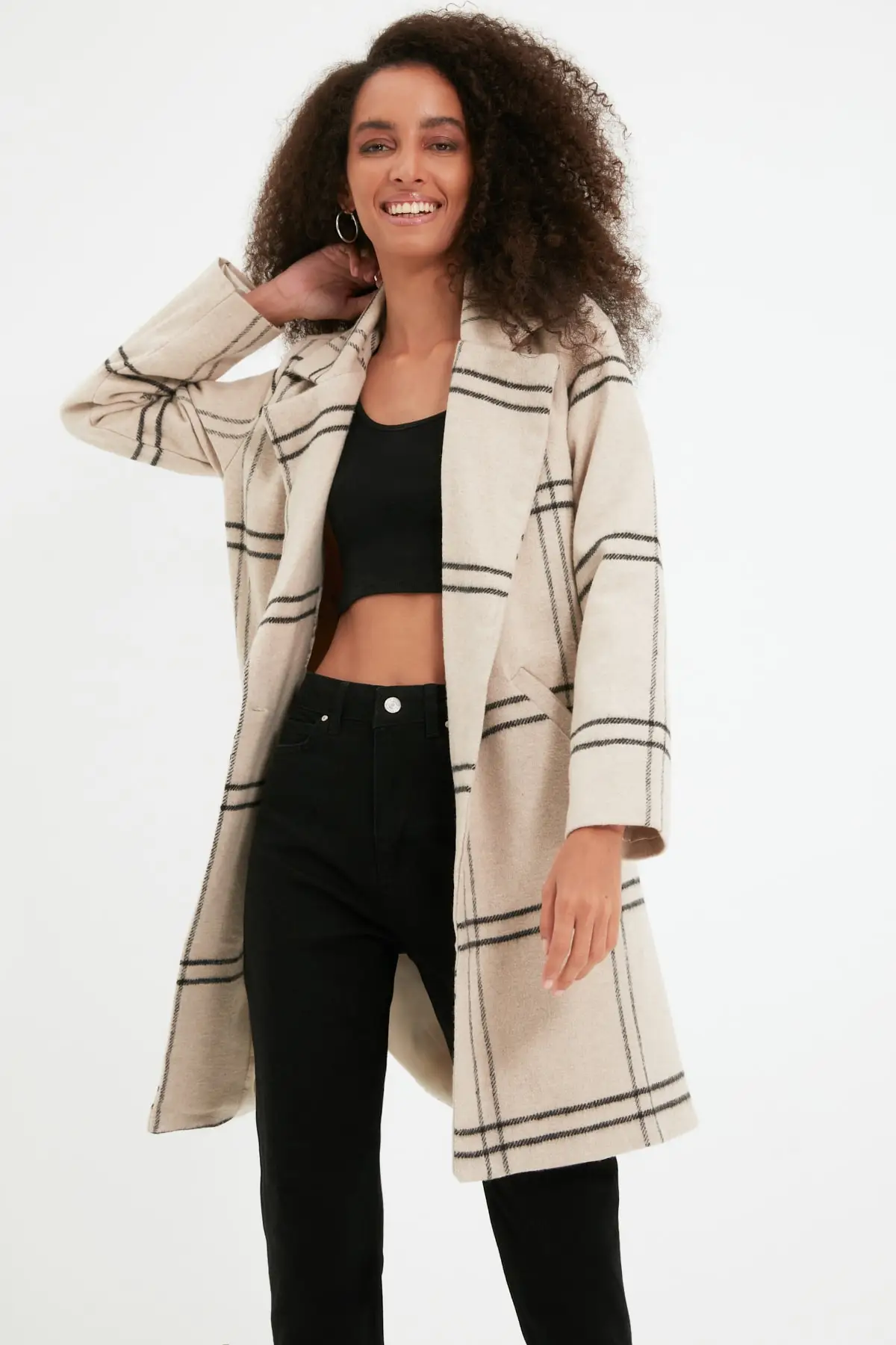 

Trendyol Plaid Stamp Coat TWOAW22KB0222