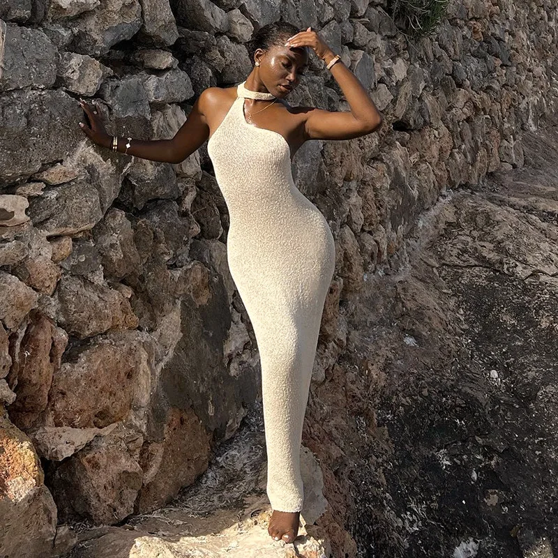 BoozRey элегантное однотонное длинное тонкое французское платье макси на одно плечо