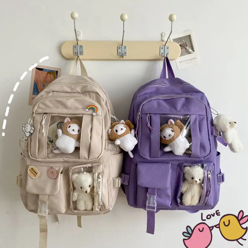 Ins Junior High School Student School Bag Female Girl Backpa