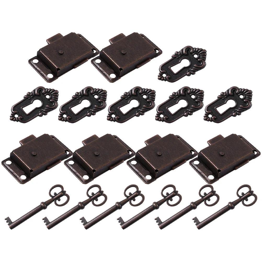 

6 Sets Lock Vintage Latch Wooden Cabinet Furniture Cupboard Locks Iron Boxes latches