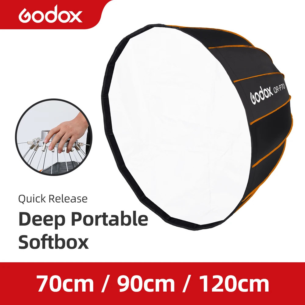 

Godox QR-P70 70 см QR-P90 90 см QR-P120 12 см быстросъемный параболический глубокий софтбокс для Bowens Mount Studio Flash
