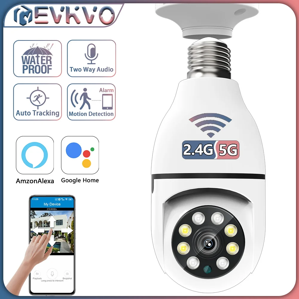 

3MP 5G WiFi E27 Bulb Surveillance Camera Google Home Alexa Color Night Vision Human Auto Tracking Video Security Wireless Camera
