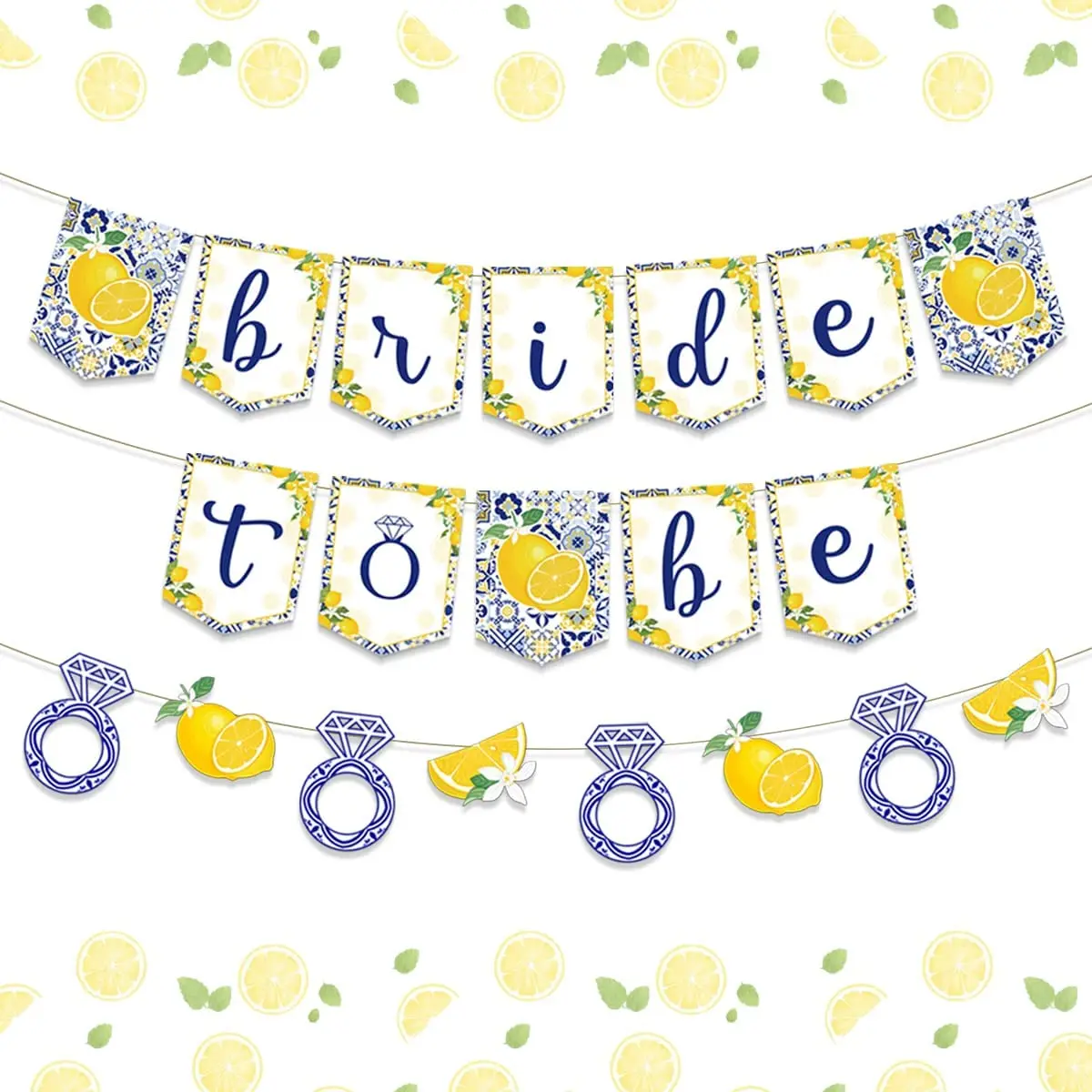 

Lemon Bridal Shower Decorations Yellow and Blue Bride To Be Banner Lemon and Diamond Ring Garland Bachelorette Party Decorations