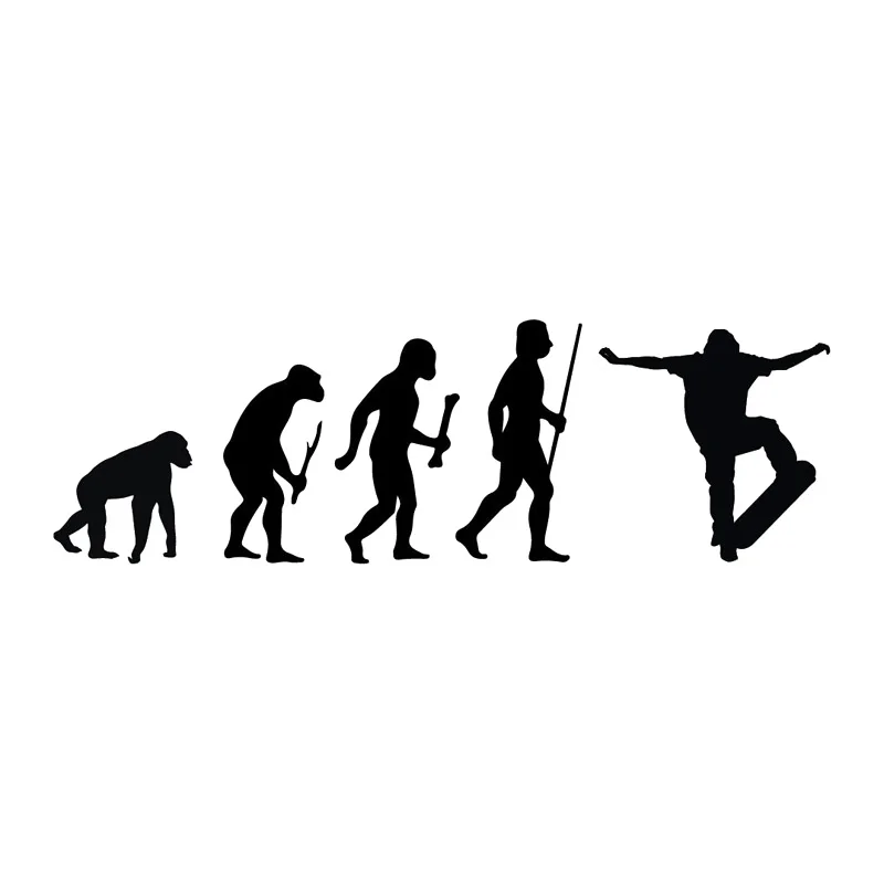 

18.7*6CM Car Decals For The Stylish Human Evolution Skateboarding Vinyl Stickers Cartoon Motorcycle Waterproof Car accessories