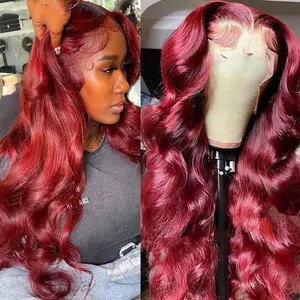 Imported Body Wave Wig Burgundy Lace Front Wig 13x4 13x6 Hd Lace Frontal Wig 360 Full Lace Wig Human Hair Pre