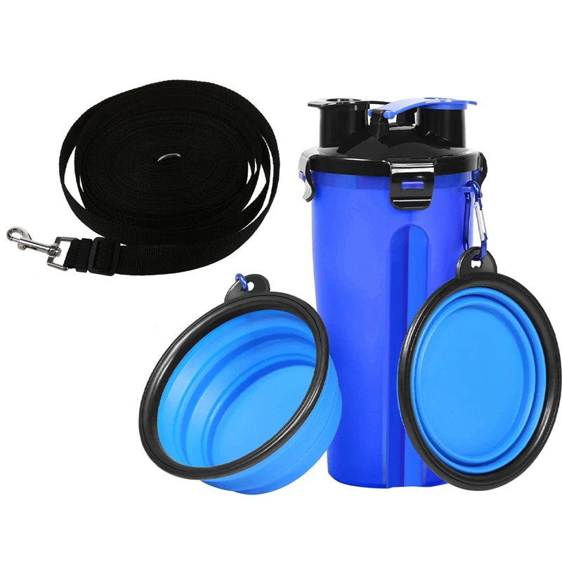 

1 Pcs 50Ft/15M Long Dog Pet Puppy Training Leash & 1 Set Dog Water Bottle Dog Bowls