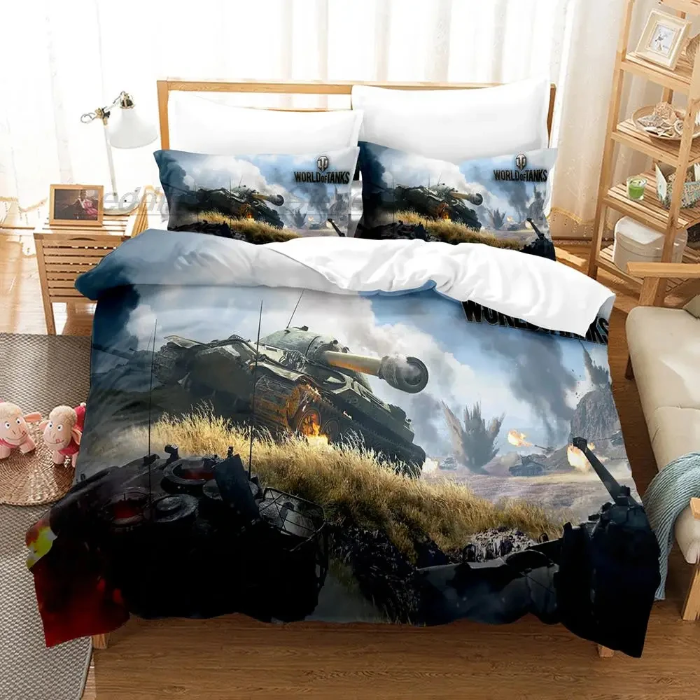 Комплект постельного белья World Of Tanks Single Twin Full Queen King Size, комплект постельного белья для взрослых и мальчиков, комплекты пододеяльников для спальни, комплект простыней с 3D принтом (art.: 3920ceceeb5fd) - 3920ceceeb5fd