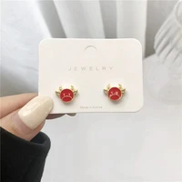 red cute abstract cartoon cow earrings delicate fashion girl cute small earrings daily birthday gift jewelry