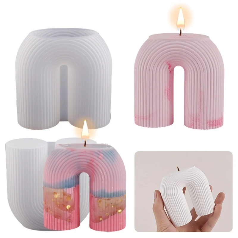

Cylindrical Arch Resin Mold for Candle Making Striped U-Shaped Candle Silicone