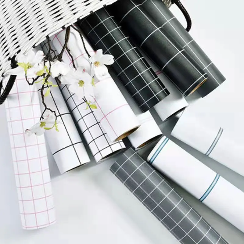 

Grid PVC Self-adhesive Wallpaper Waterproof Wall Stickers for Walls In Rolls Furniture Film Home Decoration Bedroom Decor