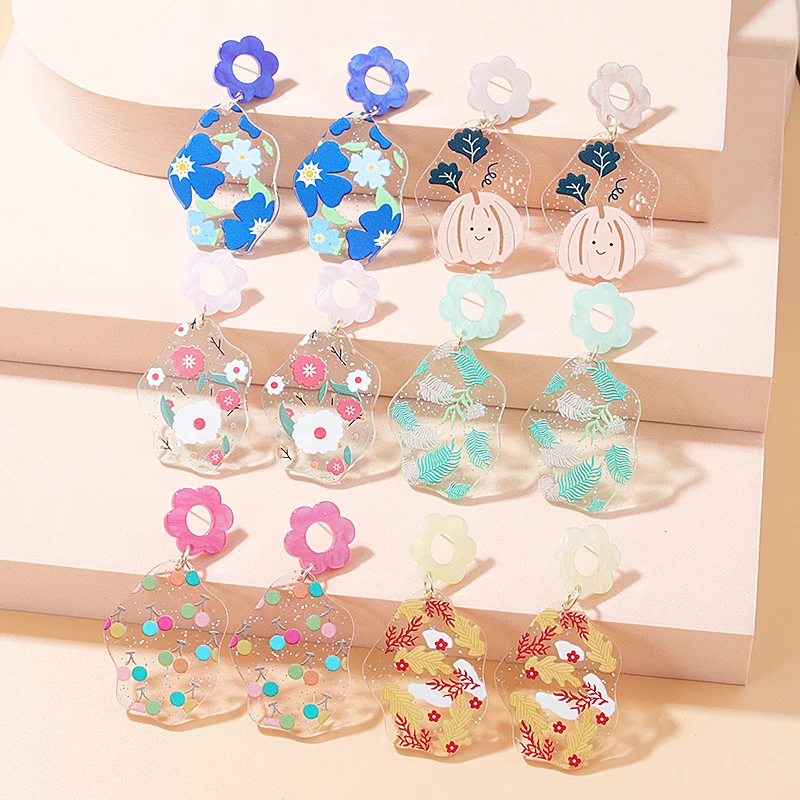 

2022 New Korea Clear Acrylic Geometric O-shaped Hoop Earrings For Women Girls Trends Hanging Earrings Party Travel Jewelry Gifts