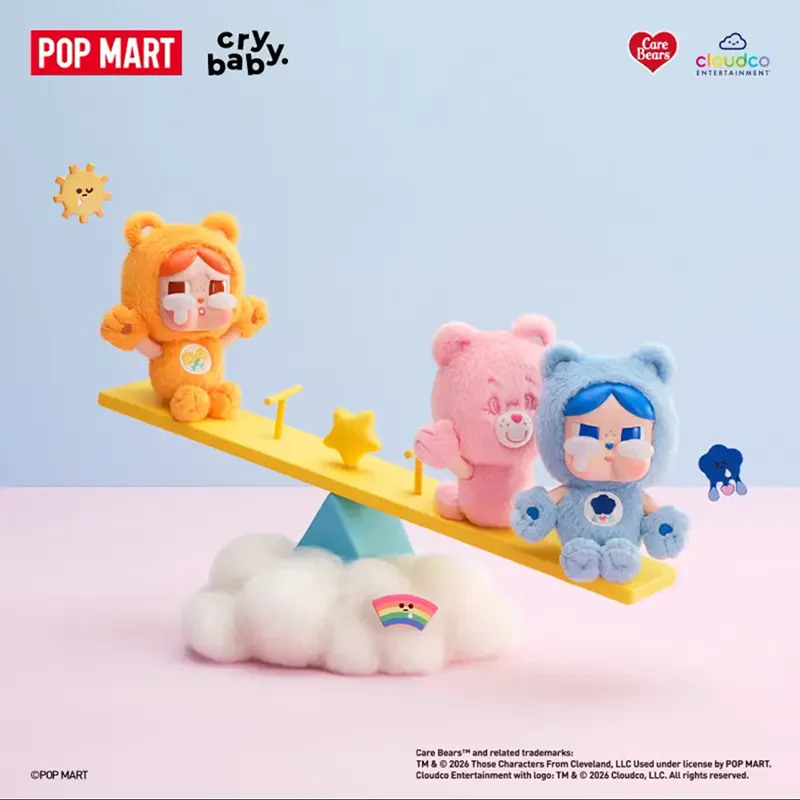 Фото POP MART CRYBABY Серия Care Bears Виниловые плюшевые подвески Слепая коробка-сюрприз Игрушки Кавайные украшения Фигурки Декор для дома №1
