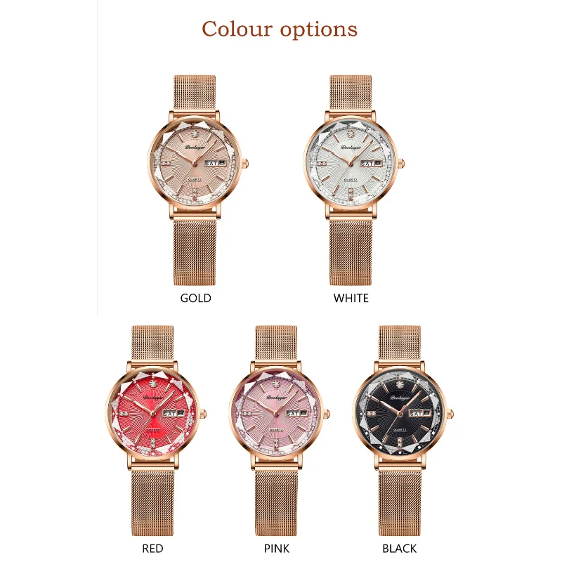 POEDAGAR Original Quartz Women Watch Fashion Mesh Stainless Steel Ladies Wristwatch Waterproof Luminous Elegant Female Watch New