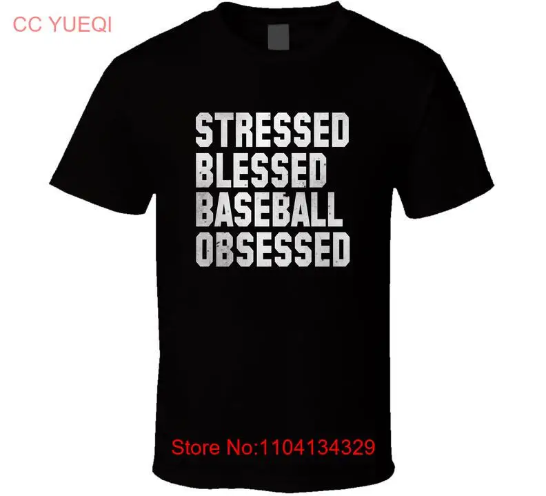 Футболка Stressed Blessed Baseball Obsessed с забавной надписью Distressed Season длинными или короткими