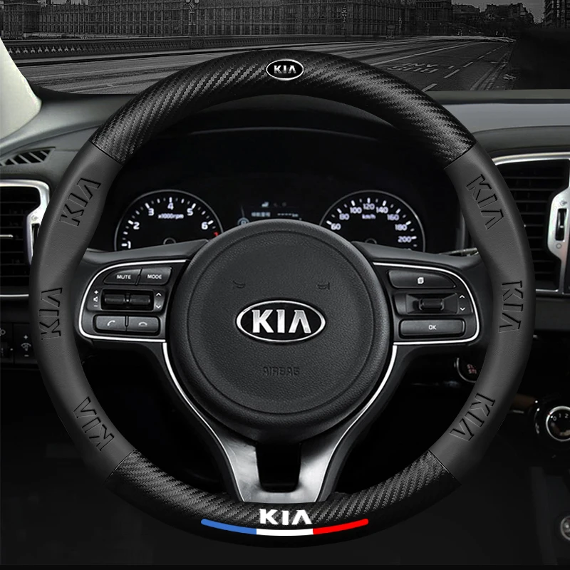 3D Embossing Carbon fiber leather Car steering wheel cover For For Kia Picanto Sportage K5 K2 Rio 3 Ceed Cerato Optima Sorento