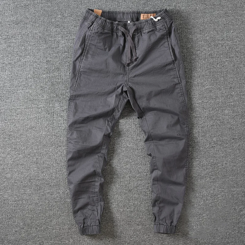 

Men's Cargo Pants Spring Autumn Casual Lightweight Thin Work Loose Cropped Pants Solid Male Trousers Fashion Bottoms 4XL