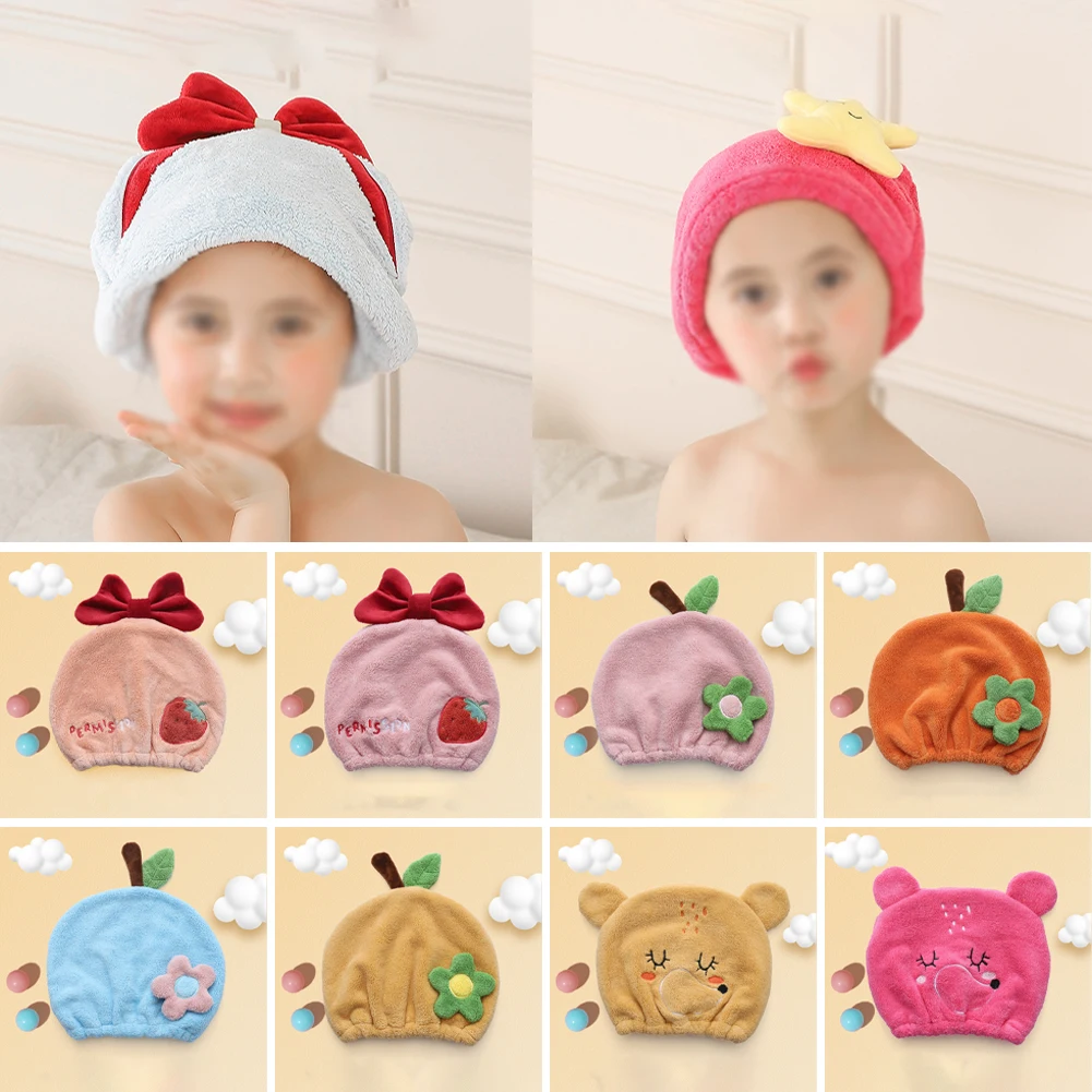 1 Pcs Soft And Breathable Cute Hair Dry Hat Towel Quick Dry Shower Cap Strong Absorbing Drying Soft Cartoon Children Head Wrap
