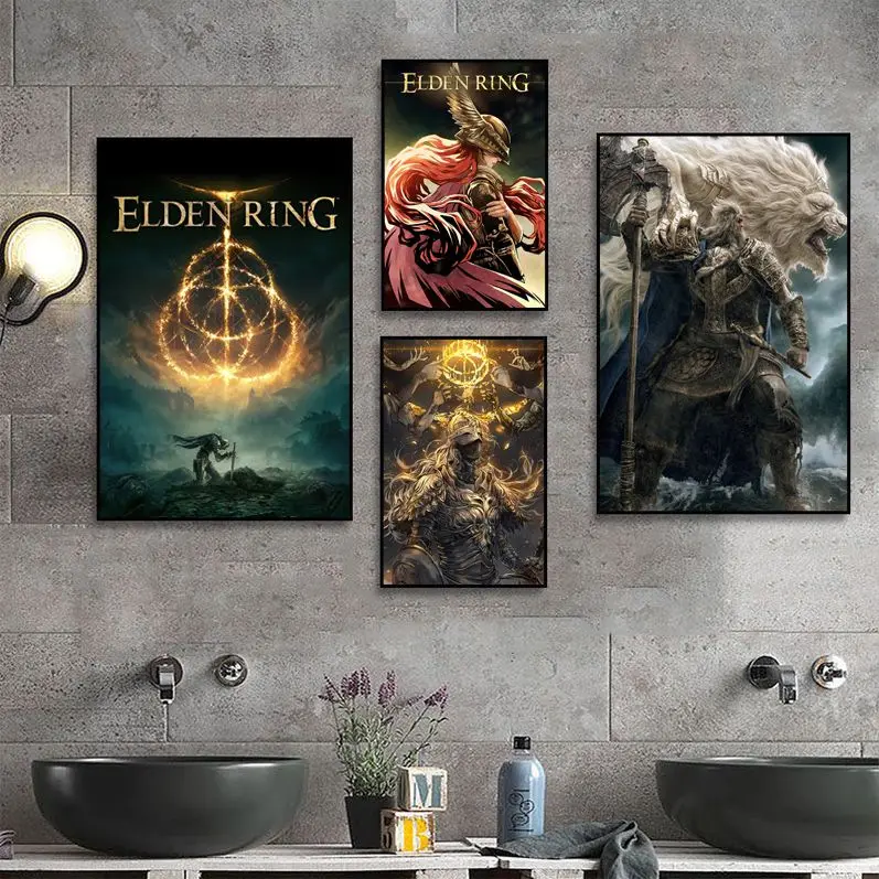 

Elden Ring Classic Vintage Posters Retro Kraft Paper Sticker DIY Room Bar Cafe Aesthetic Art Wall Painting