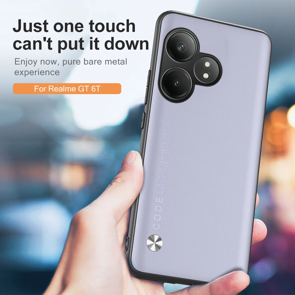 Гладкая кожаная искусственная кожа для Realme GT 6 T мягкая рамка из ТПУ защитные