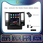 Вертикальный сенсорный экран Tesla для Infiniti FX35 FX45, автомобильное радио, Android 11, стерео, мультимедийная система, Gps-навигация 2003-2006