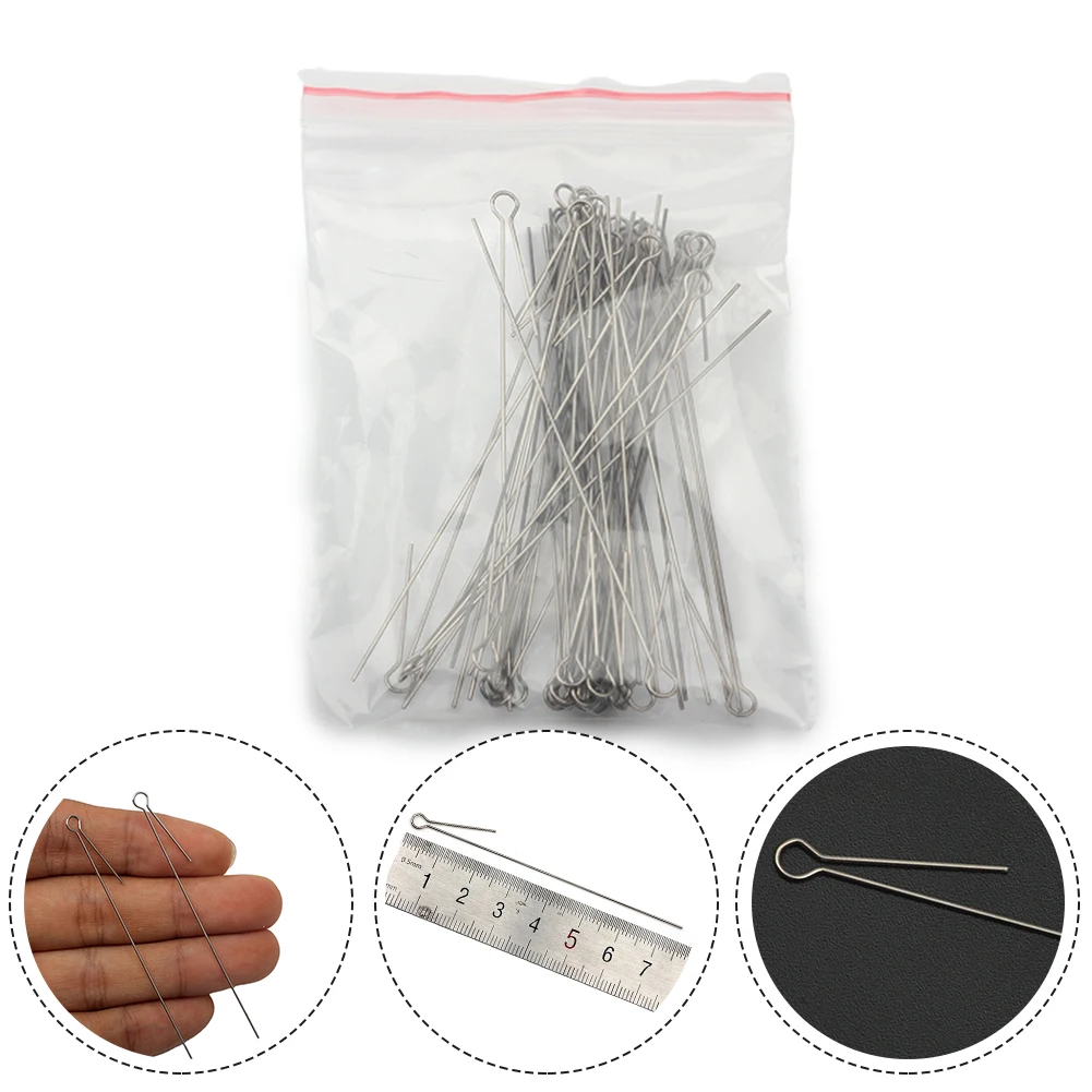 

50pcs Fishing Terminal Tackle DIY Steel Wire Fishing Snap Link Swivels Connector Stainless Steel DIY Wire Long Needle Swivel