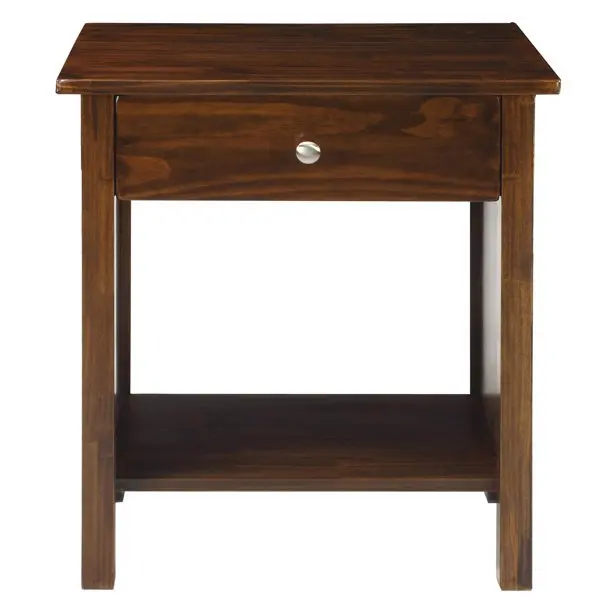 

Nightstand with USB ports and One Drawer, Warm Brown