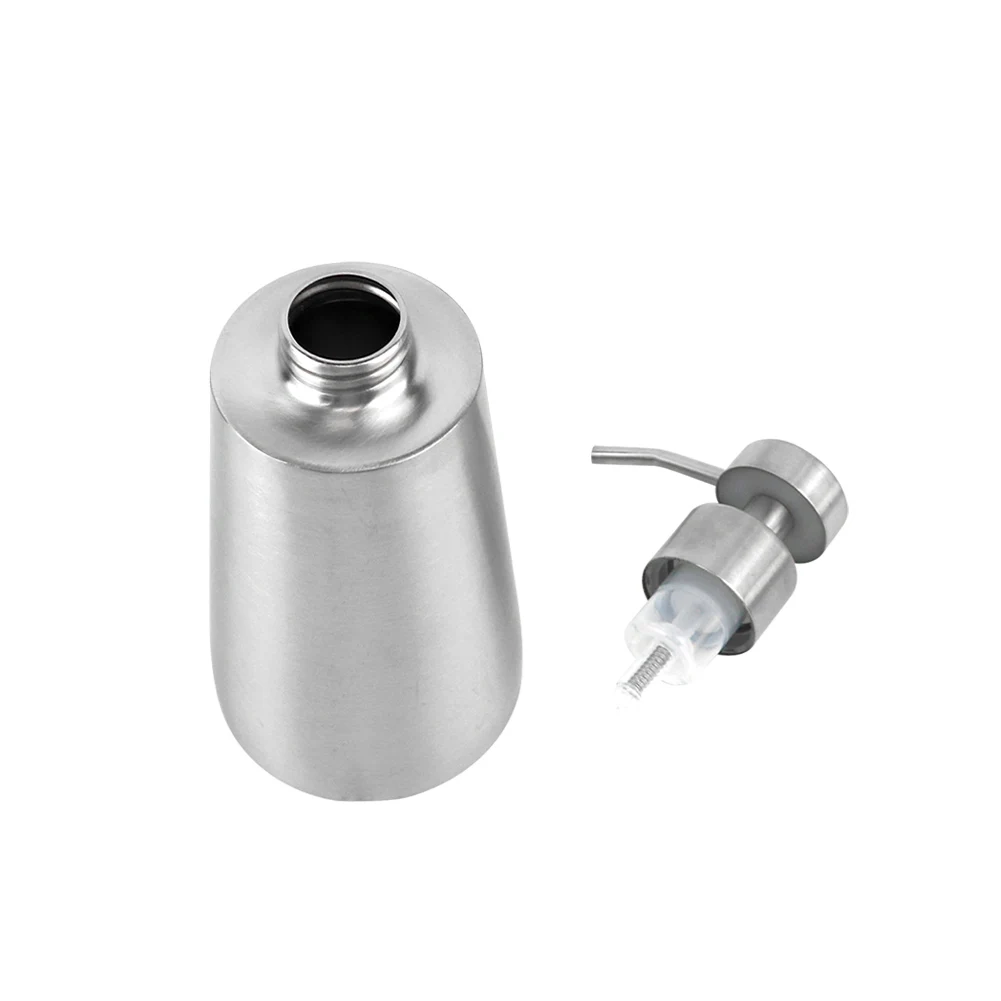

Liquid Soap Dispenser Kitchen Silver Home Universal 350ML Pump Design With Foam Nozzle Bathroom Large Capacity Stainless Steel