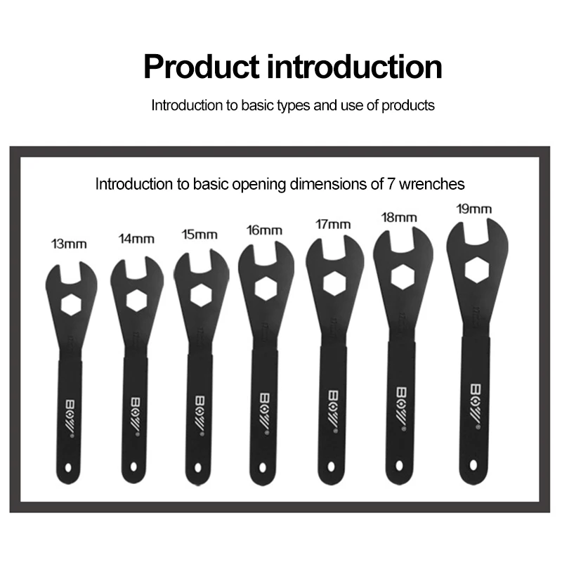 

Bike Hub Cone Wrench Spanner Bicycle Wheel Axle Pedal Repair Spanner Tool 13/14/15/16/17/18/19mm Bicycle Repair Tool Accessories