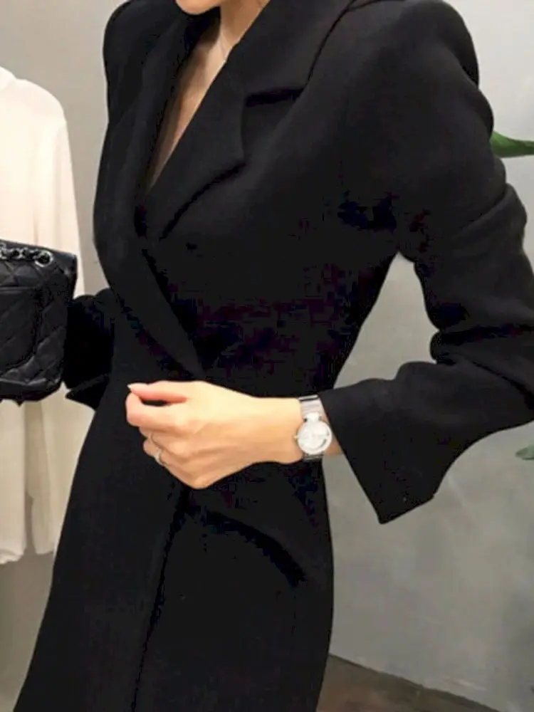

Spring Suit Blazer Women 2022 New Casual Pocket Women Long Dress Jacket Elegant Long Sleeve Blazer Outerwear Oversized Harajuku