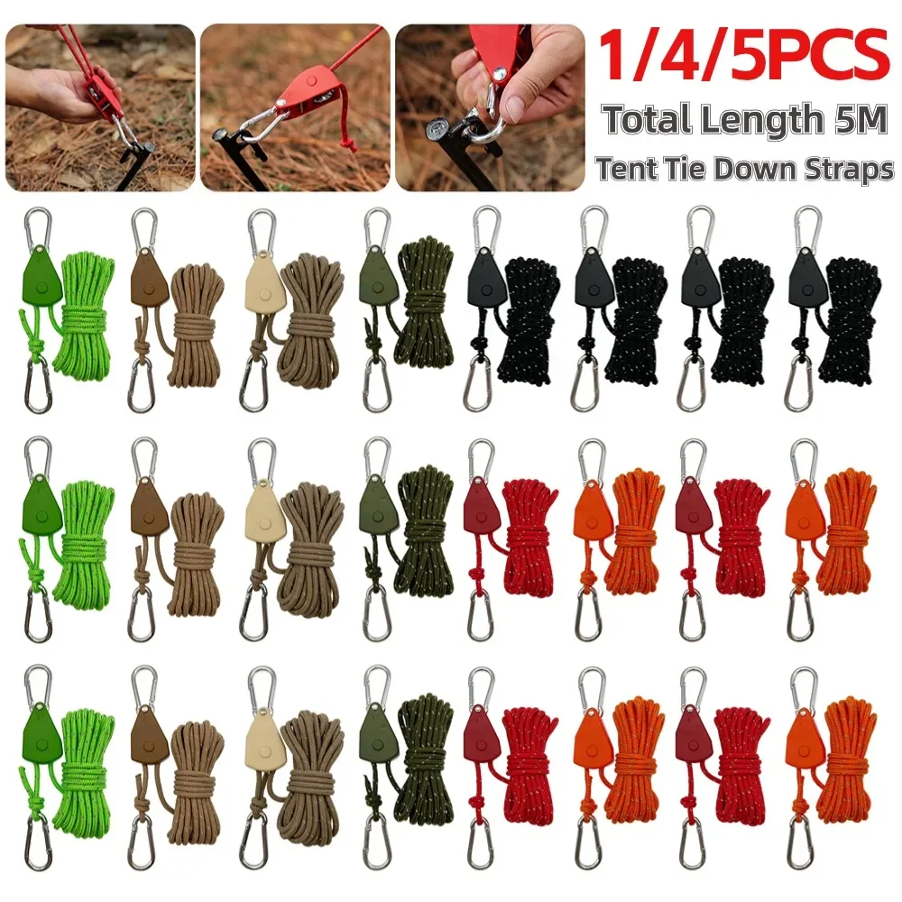 4 Мм Уличная Веревка 5 М С Самозатягивающимся Карабином Для Кемпинговой Палатки