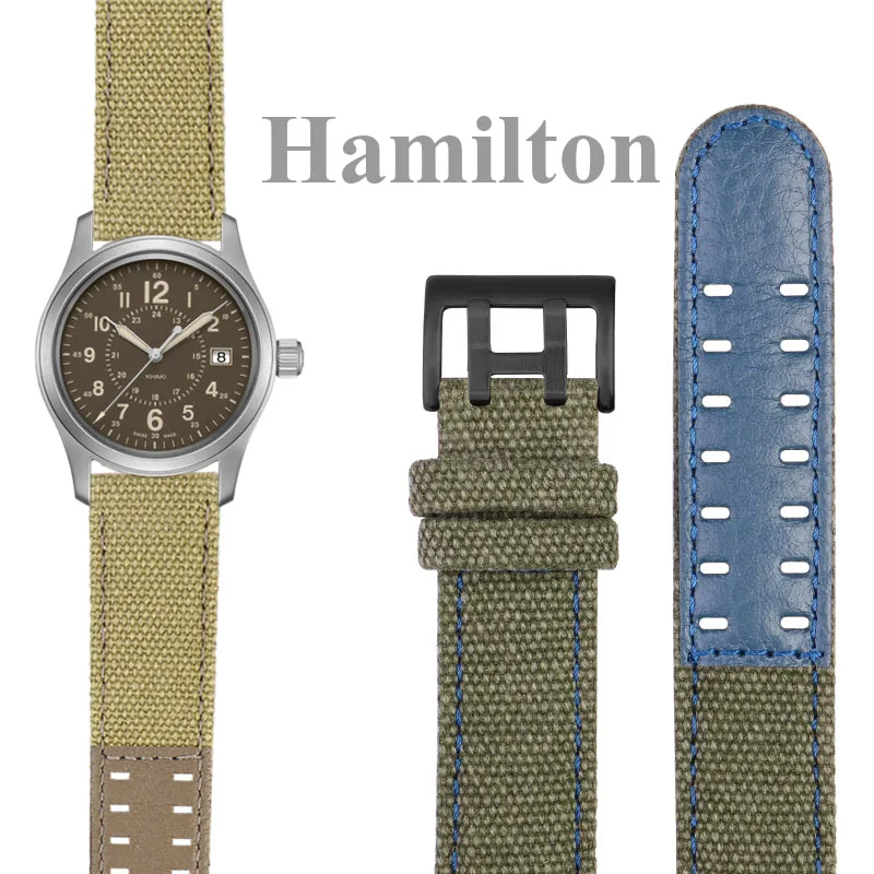 

New strap For Hamilton Khaki Field Watch H760250 H77616533 H70605963 H68201993 Watch Strap Genuine Leather Nylon Men Watch Band
