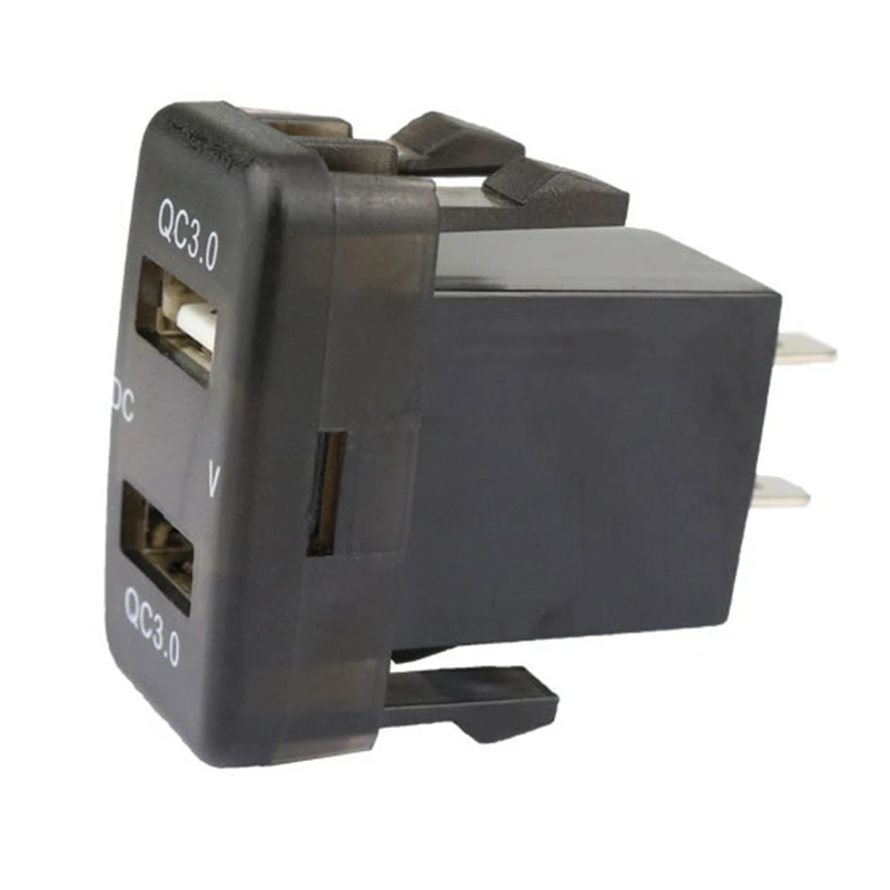 Фото Автомобильное зарядное устройство A54K с двумя портами USB 3.0, быстрой зарядкой и дисплеем-вольтметром, черное, для Toyota №2