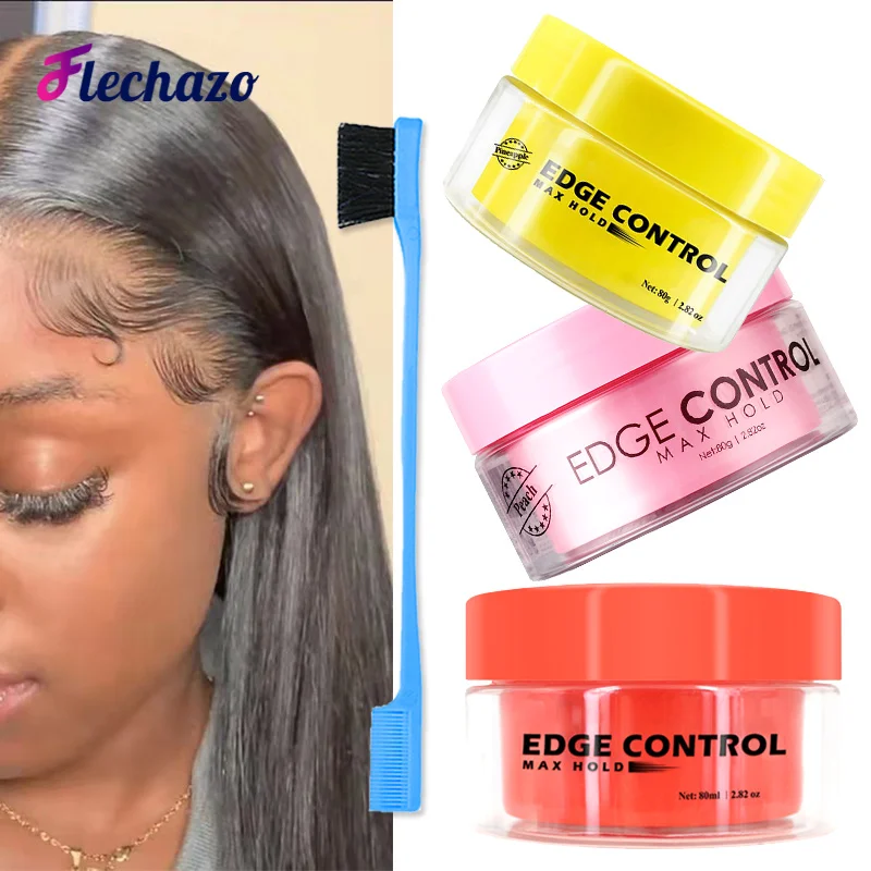 Baby Hair Booster Edge Control for Natural Hair Waterproof 24 Hour Edge Tamer Hair Oil Wax Black Girls Hairstyle Cream Gel 90G