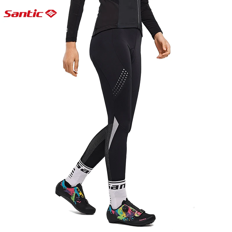 Santic Women Cycling Pants Winter Fleece Thermal 4D Padded Mtb Bike Leggings Reflective Pants Bicycle Sports Trousers Asian Size