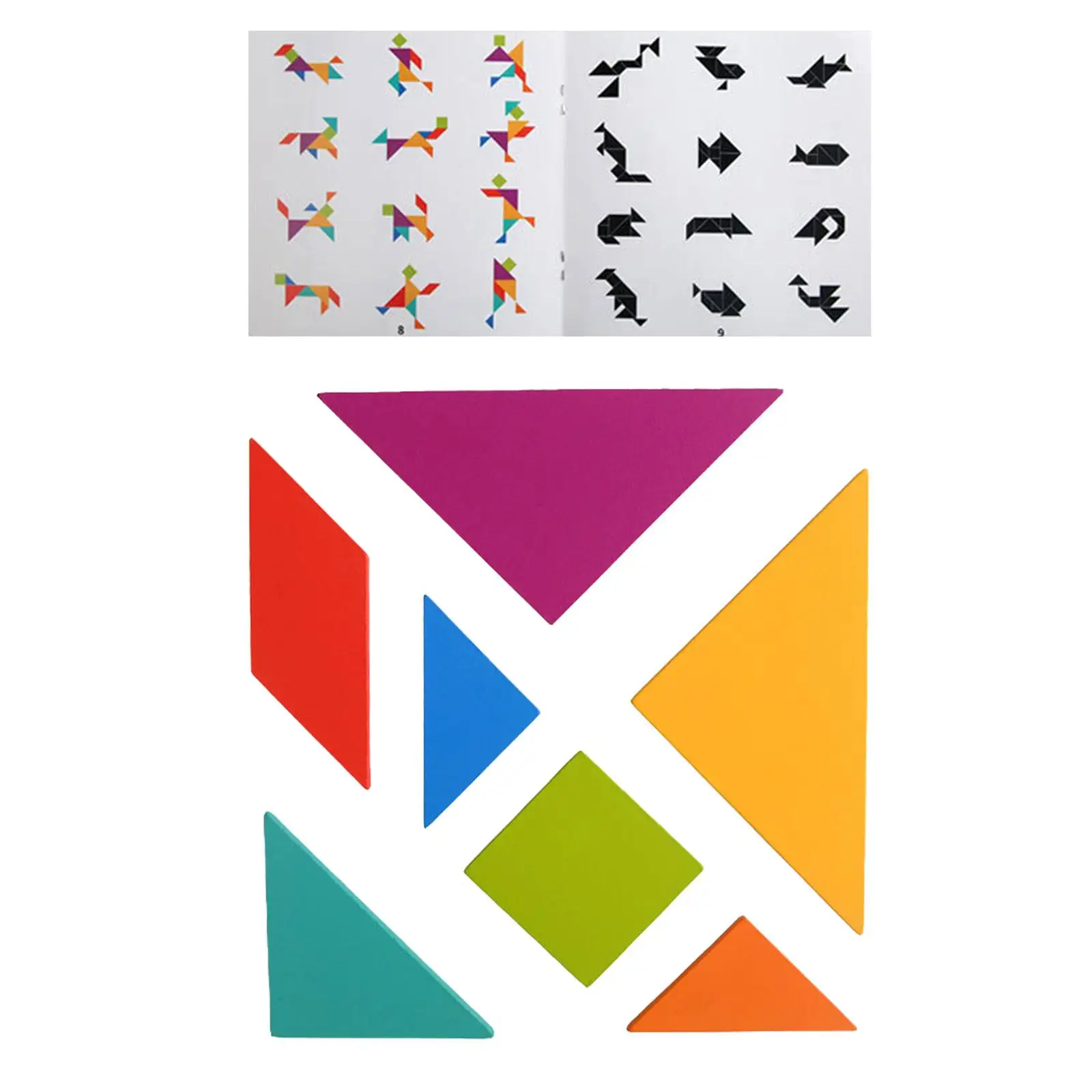 

Tangram Shapes Puzzle Set Jigsaw Board Party Favors Wooden Pattern Blocks Set for Kids Kindergarten Toddler Boys Girls Children