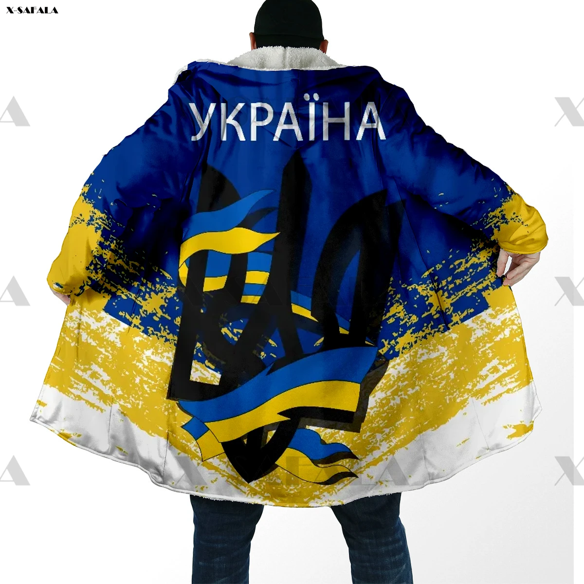 

Длинная толстовка с капюшоном и 3D-принтом флага Украины, пальто с капюшоном, накидка, Толстая куртка, хлопковые пуловеры, пальто