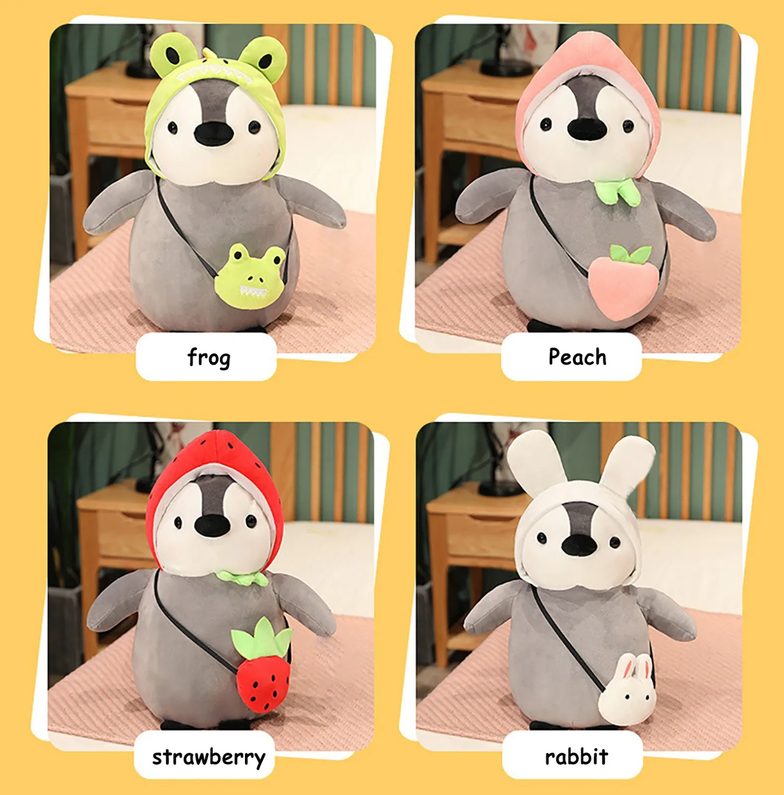 25CM Kawaii Cartoon Mollusk Penguin Cosplay Plush Cross-dress Rabbit Strawberry Frog Toys Gifts For Girlfriend Kids Christmas - купить по