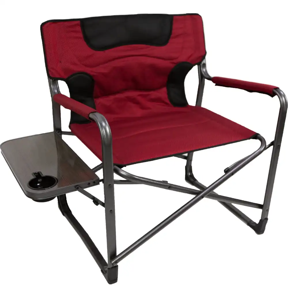 

Camping Chair Ultra Light Folding Fishing Chairs Picnic Seat XXL Folding Padded Director Chair with Side Table, Red