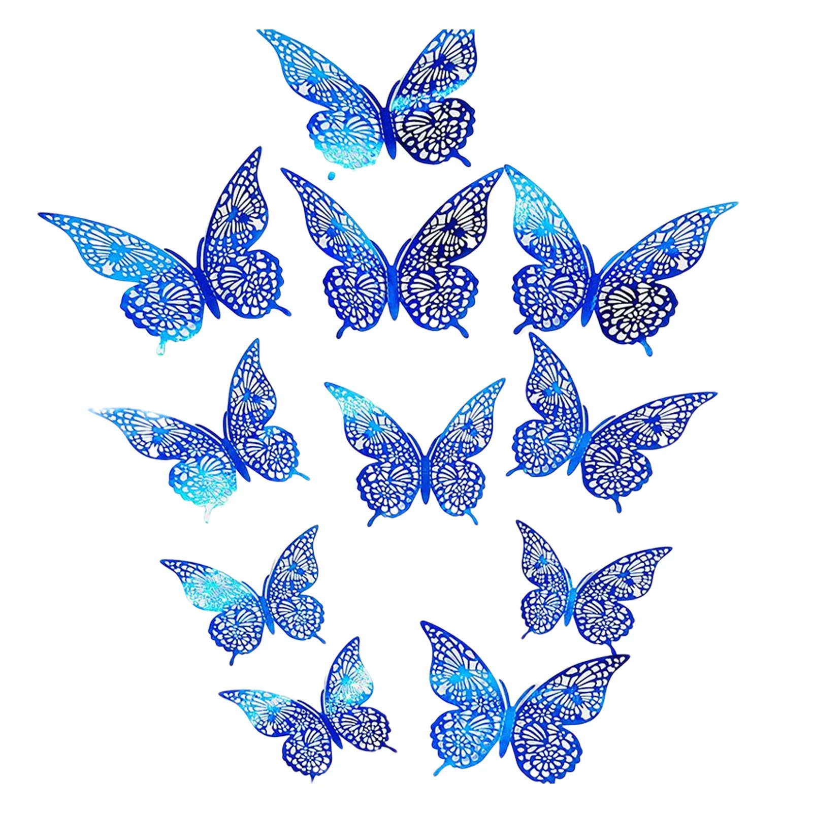 

12 шт., наклейки в виде золотых бабочек, 3 размера