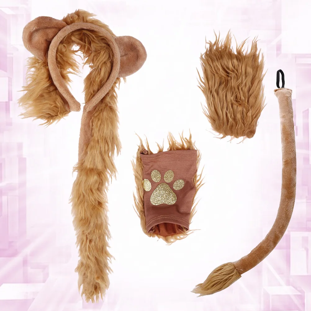 

Costume Ears Tail Adult Gloves Animal Accessories Headband Performance Set King Props Costumes Hoop Haircircus Photo Fancy