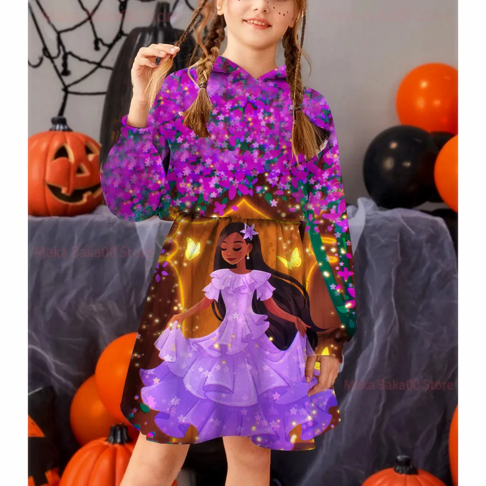 

Детское платье-свитер с капюшоном и принтом «Волшебный дом»